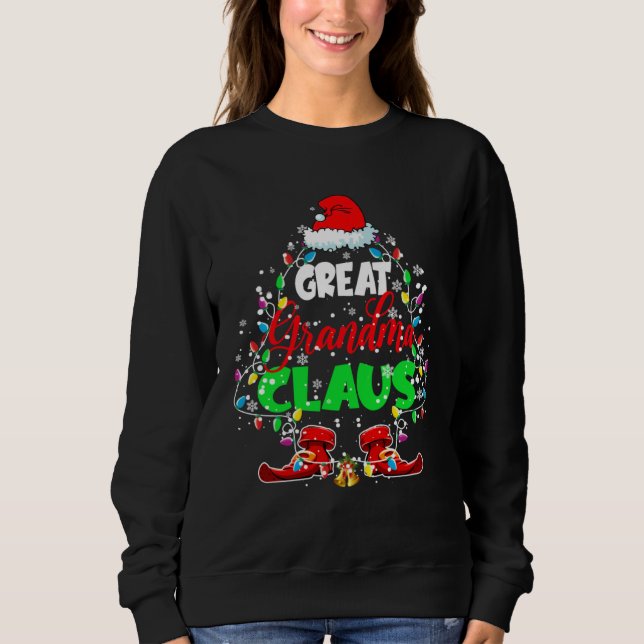 Great Grandma Claus Christmas Tree Xmas Lights San Sweatshirt (Vorderseite)