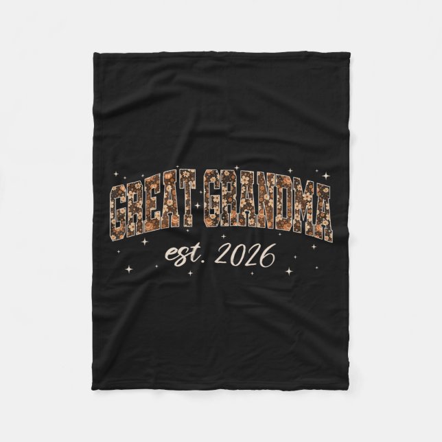 Great Grandma Est 2026 Preppy Floral Fall Pumpkin  Fleecedecke (Vorderseite)