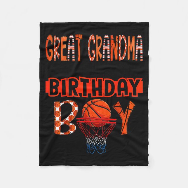 Great Grandma Of The Birthday Boy Basketball Party Fleecedecke (Vorderseite)