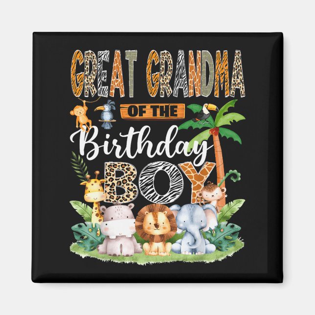 Great Grandma Of The Birthday Boy Jungle Safari An Magnet (Vorne)