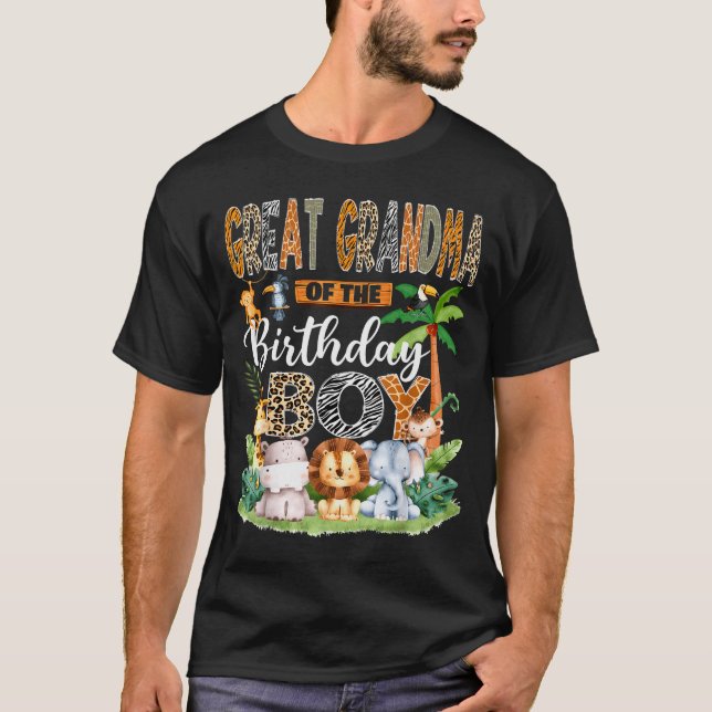 Great Grandma Of The Birthday Boy Jungle Safari An T-Shirt (Vorderseite)
