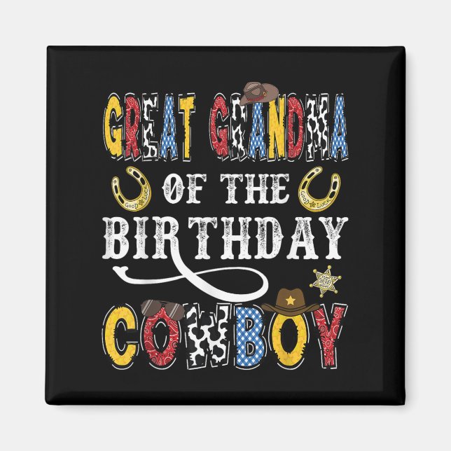 Great Grandma Of The Birthday Cowboy Western Rodeo Magnet (Vorne)