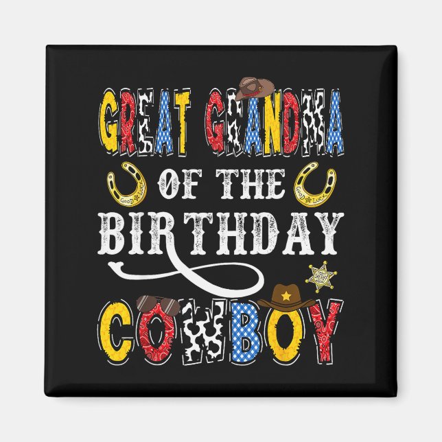 Great Grandma Of The Birthday Cowboy Western Rodeo Magnet (Vorne)