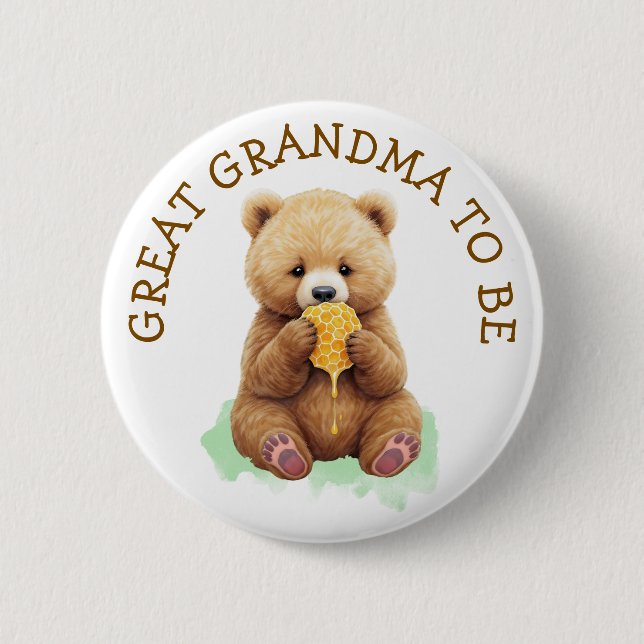 Great Grandma to Be | Bear Boy's Baby Shower Button (Vorderseite)