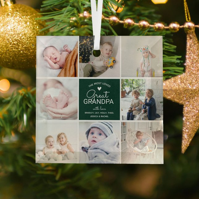GREAT GRANDPA "die beliebteste" Foto Collage Ornament Aus Glas (Von Creator hochgeladen)