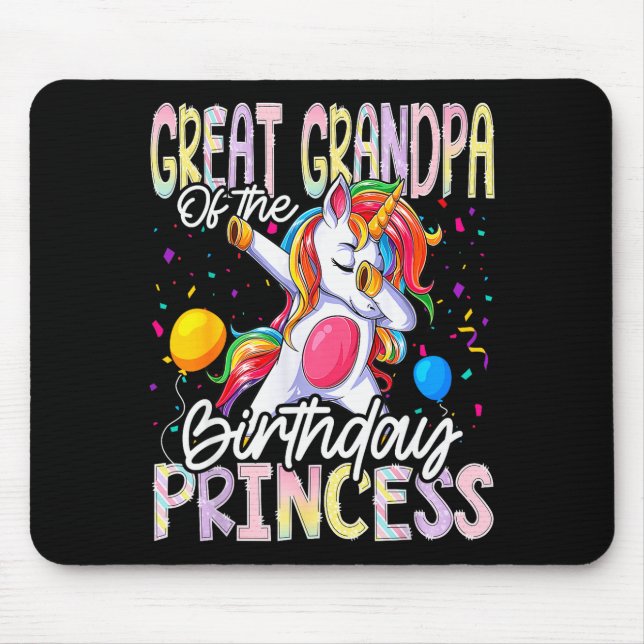 Great Grandpa Of The Birthday Princess Dabbing Uni Mousepad (Vorne)
