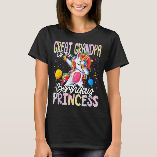 Great Grandpa Of The Birthday Princess Dabbing Uni T-Shirt (Vorderseite)