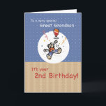 Great Grandson 2. Teddy Bar Balloon Geburtstag Karte<br><div class="desc">Grün,  blau,  gelb und orange Konfetti fallen auf einen Teddybär mit einem Ballon bereit,  um Ihren Großen Enkel auf seinem 2. Geburtstag zu umarmen. Ein wunderbares Design für einen kleinen Jungen.</div>
