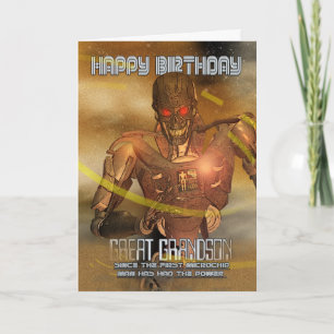 Great Grandson Birthday Card with Cyborg - Modern Karte