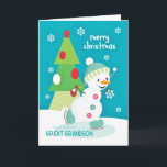 Great Grandson Christmas Snowman Ice Skaten Feiertagskarte<br><div class="desc">Schicken Sie Ihre Umarmungen und Küsse und Weihnachtswünsche an einen ganz besonderen Großen Enkel mit dieser bunten und lustigen Ice Skaten Snowman Weihnachtskarte. Schneemann mit freundlicher Genehmigung von PrettyGrafik.</div>