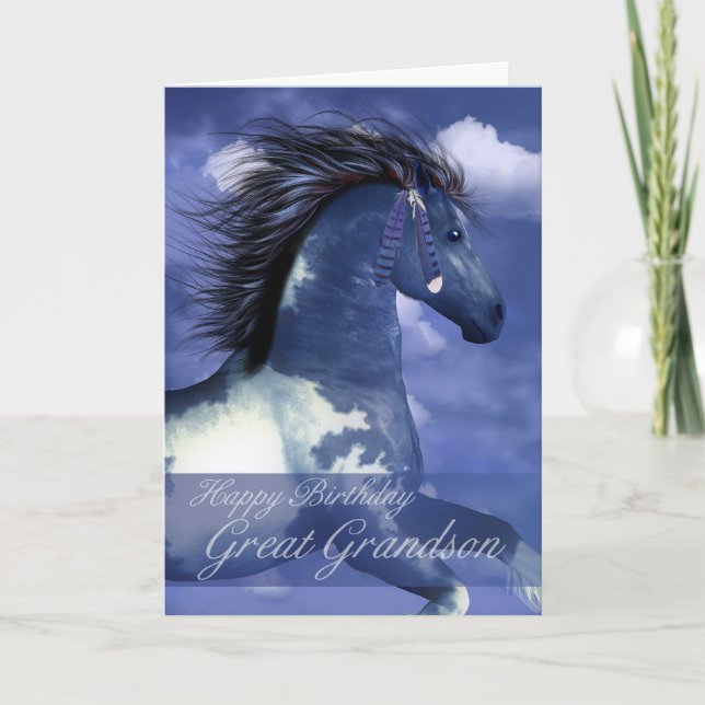 Great Grandson Equine Birthday Card Nordamerikanis Karte (Vorderseite)