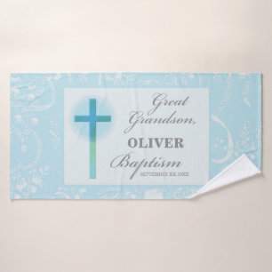 Great Grandson Taufe Blue Lace Personalisiert Badehandtuch