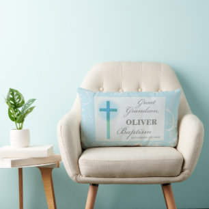 Great Grandson Taufe Blue Lace Personalisiert Lendenkissen