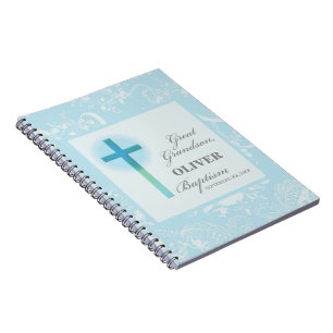 Great Grandson Taufe Blue Lace Personalisiert Notizblock