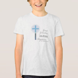 Great Grandson Taufe Blue Lace Personalisiert Tri-Blend Shirt