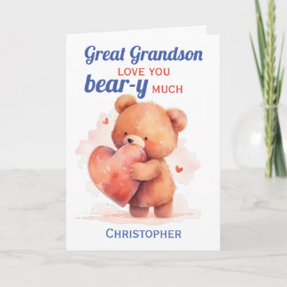 Great Grandson Valentinstag Teddy Bar Herzstück Karte