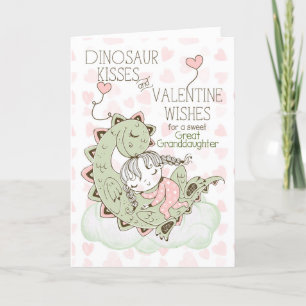 Great Grandtochter Dinosaur Kisses Valentine Feiertagskarte