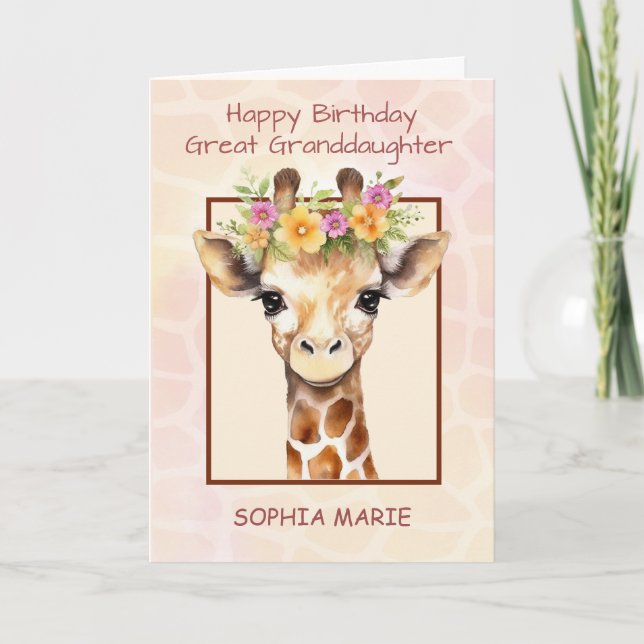 Great Grandtochter Personalize Birthday Safari Karte (Vorderseite)