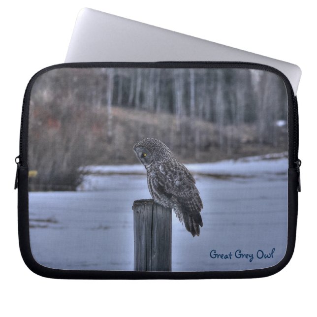 Great Gray Owl Raptor Wildlife Foto Laptopschutzhülle (Vorderseite)