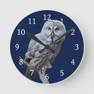 Great Gray Owl Runde Wanduhr