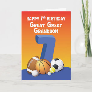 Great Great Grandson 7th Birthday Sports Balls Karte