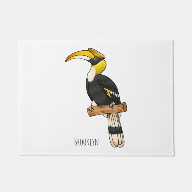 Great hornbill bird cartoon illustration  fußmatte (Vorderseite)