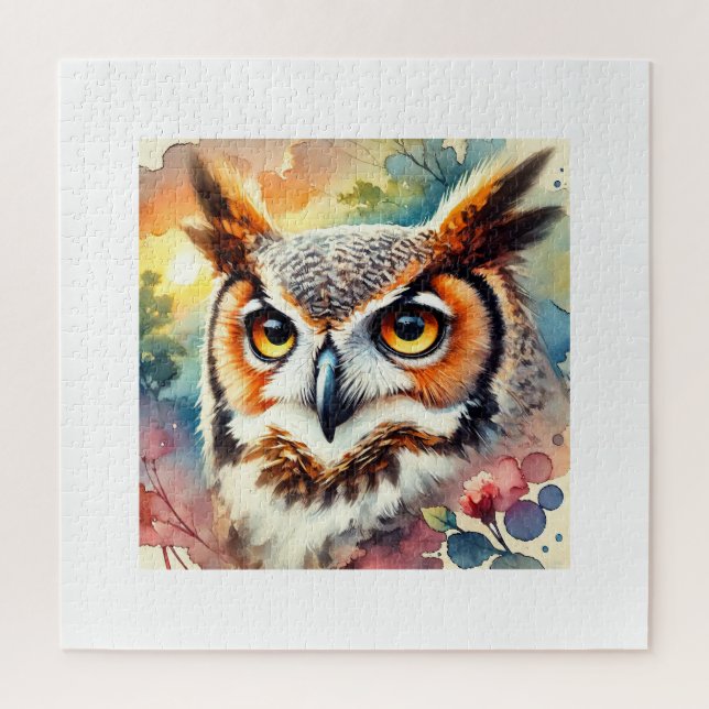 Great Horned Owl 200724AREF106 - Watercolor Puzzle (Vertikal)