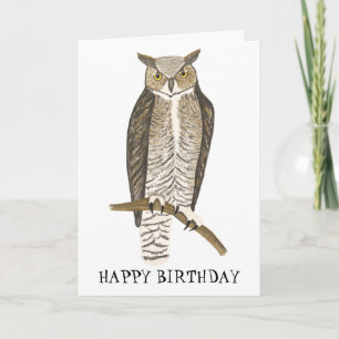 Great Horned OWL BIRTHDAY CUSTOM Karte