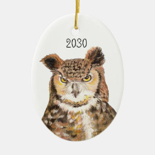 Great Horned Owl Dated Weihnachtsschmuck