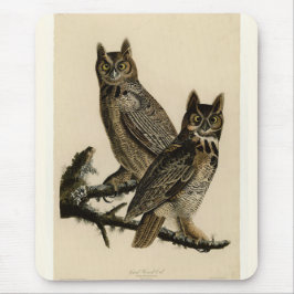 Great Horned Owls (von John James Audubon) Mousepad