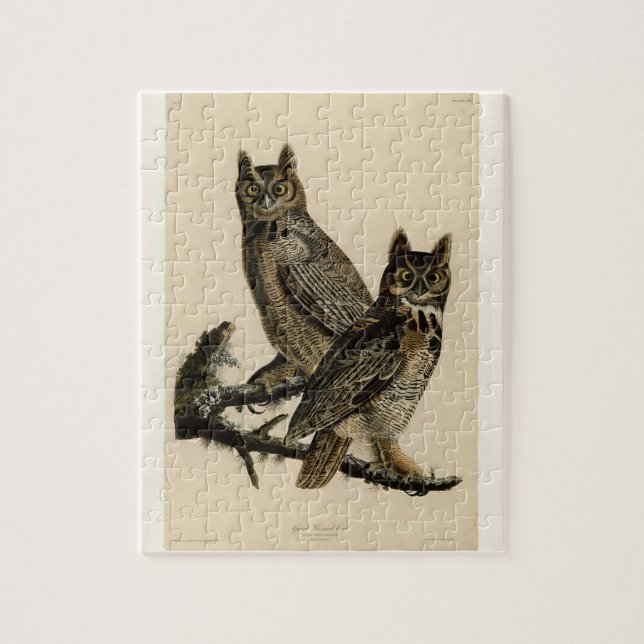 Great Horned Owls (von John James Audubon) Puzzle (Vertikal)