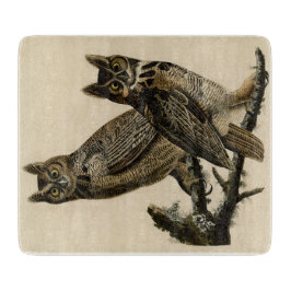 Great Horned Owls (von John James Audubon) Schneidebrett