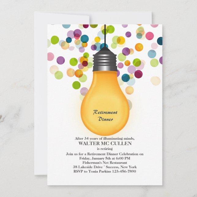 Great Ideas Light Bulb Rentirement Party Einladung (Vorderseite)