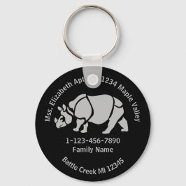 Great Indian Rhino Lost Family Zuhause Address Schlüsselanhänger