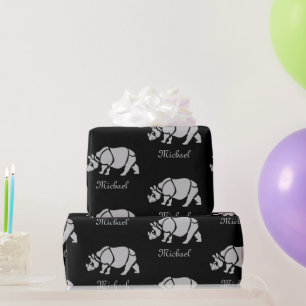 Great Indian Rhinoceros The Unicorn Rhino Monogram Geschenkpapier