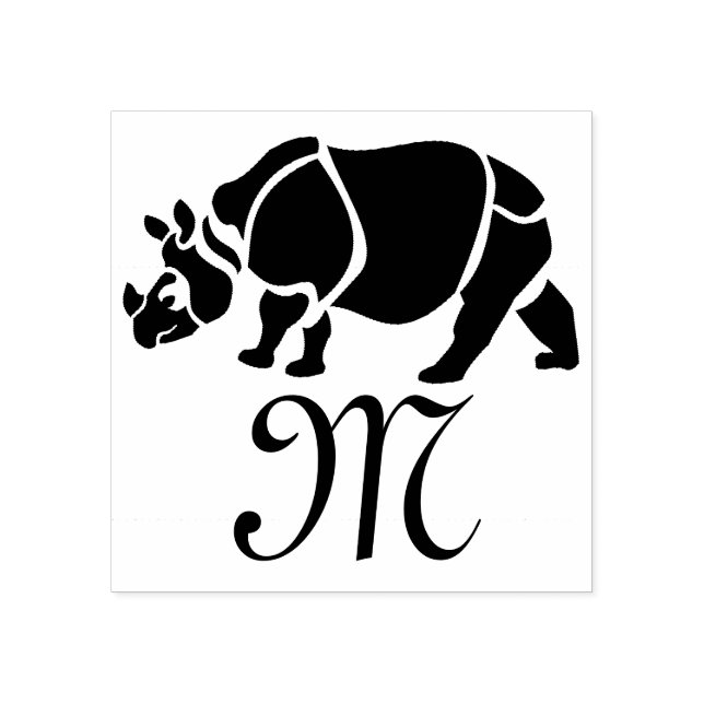 Great Indian Rhinoceros The Unicorn Rhino Monogram Gummistempel (Prägung)