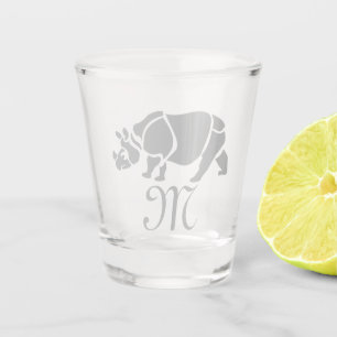 Great Indian Rhinoceros The Unicorn Rhino Monogram Schnapsglas
