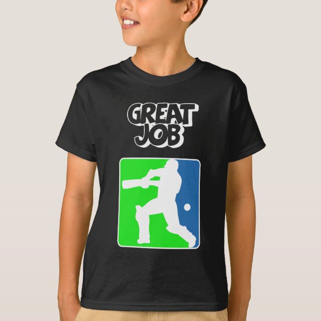 Great Job Cricket Logo Cricket Batsman  T-Shirt (Vorderseite)