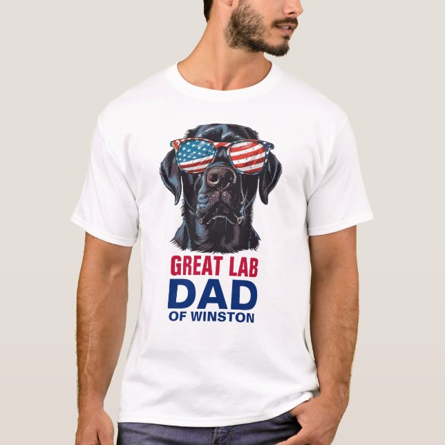 Great Labrador Vater 4. Juli Amerikanische Flagge T-Shirt (Vorderseite)
