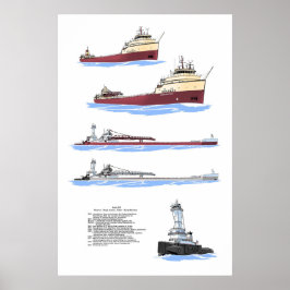 Great Lake Fraigherreservat / Barge Maumee Geschic Poster