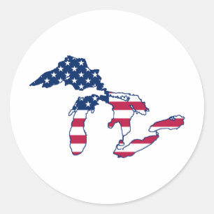 Great Lakes amerikanische Flagge Runder Aufkleber