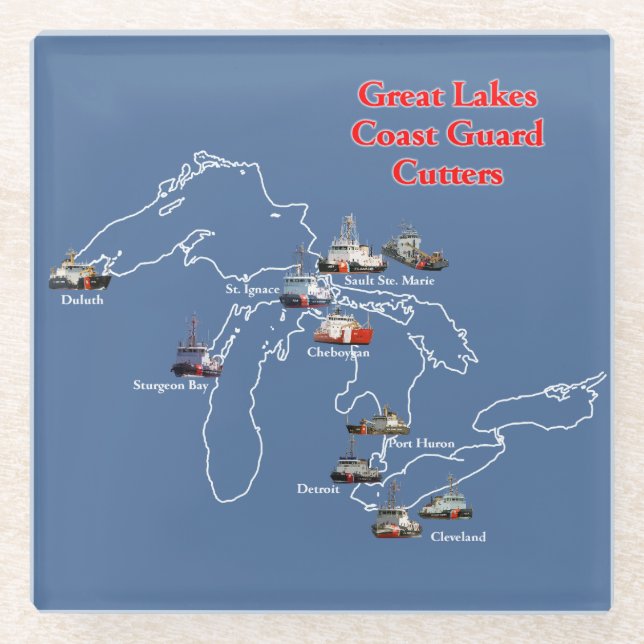 Great Lakes Coast Guard Cutters Glas Untersetzer (Vorderseite)