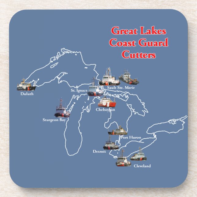 Great Lakes Coast Guard Cutters Kunststoff-Unterse Getränkeuntersetzer (Vorderseite)