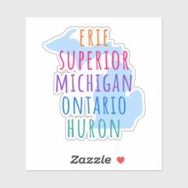 Great Lakes Einfacher Text Mitten State Aufkleber