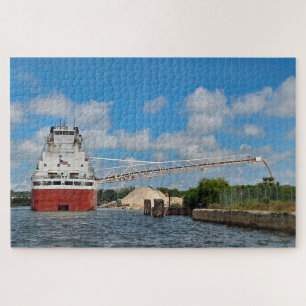 Great Lakes Frachter entlädt Stein Puzzle