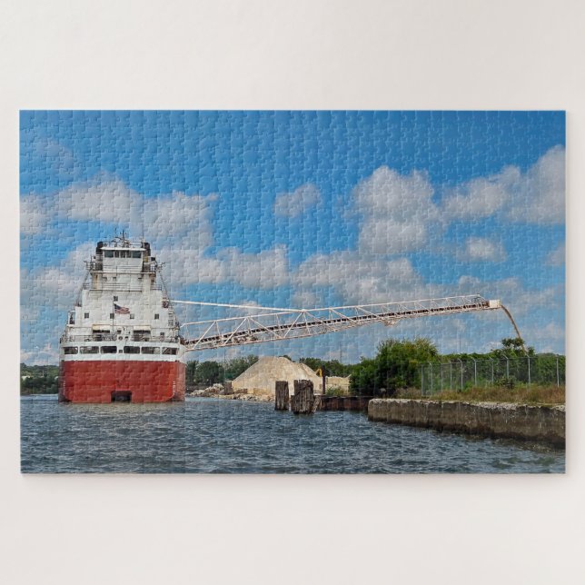 Great Lakes Frachter entlädt Stein Puzzle (Horizontal)