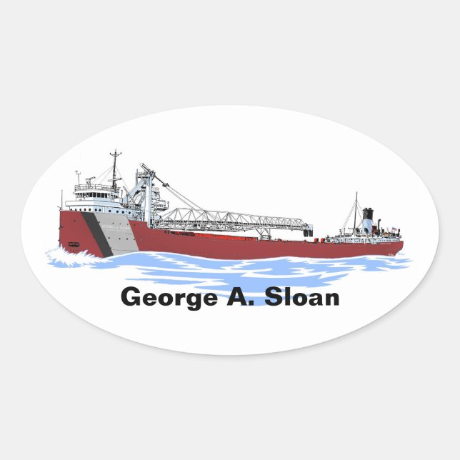 Great Lakes Freighter George A. Sloan Key GLF Ovaler Aufkleber (Vorderseite)