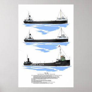 Great Lakes Freighter Grand Island History Poster