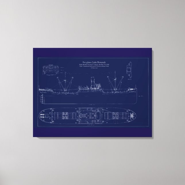 Great Lakes Freighter Lake Fernando Blueprint Leinwanddruck (Vorderseite)