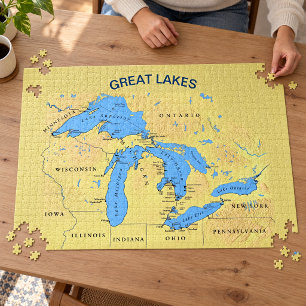 Great Lakes Karte von Nordamerika 20x30 Puzzle